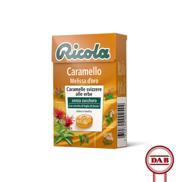 RICOLA__Caramello-e-Melissa-d'oro__CARAMELLE-Svizzere-alle-erbe_senza-zucchero_DAB-srl_PRODOTTO_