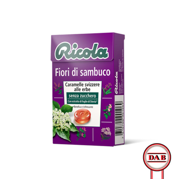 RICOLA__Fiori-di-Sambuco__CARAMELLE-Svizzere-alle-erbe_senza-zucchero__DAB-srl__PRODOTTO__